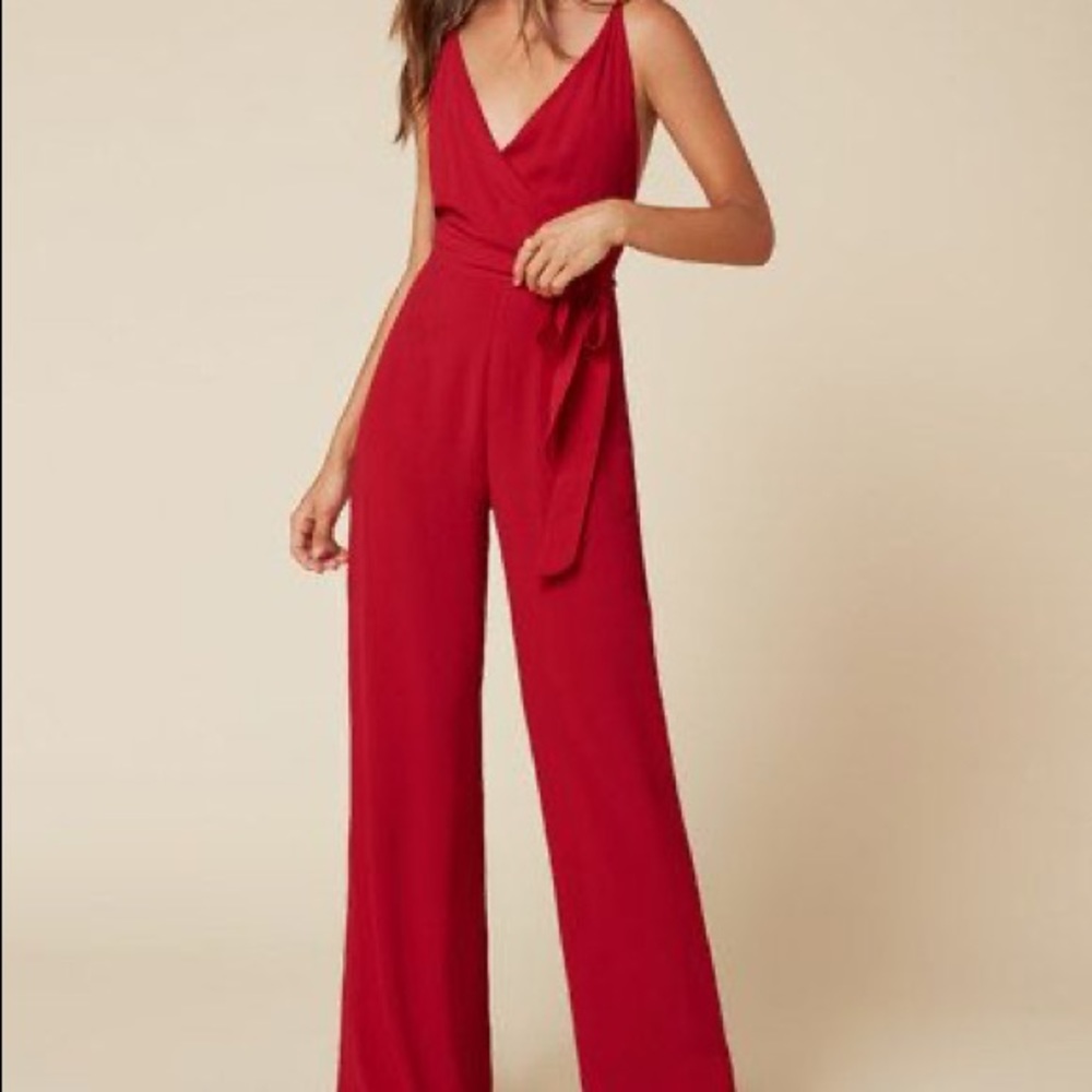 Cherry Cosmos Jumpsuit perfect for holiday party work Christmas